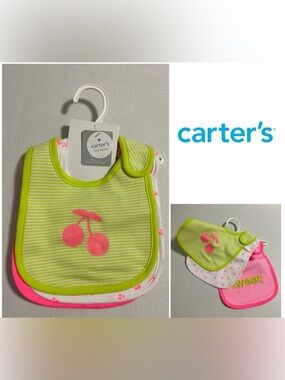 🆕CARTER’S - NWT - 3PK - INFANT GIRLS BIBS
